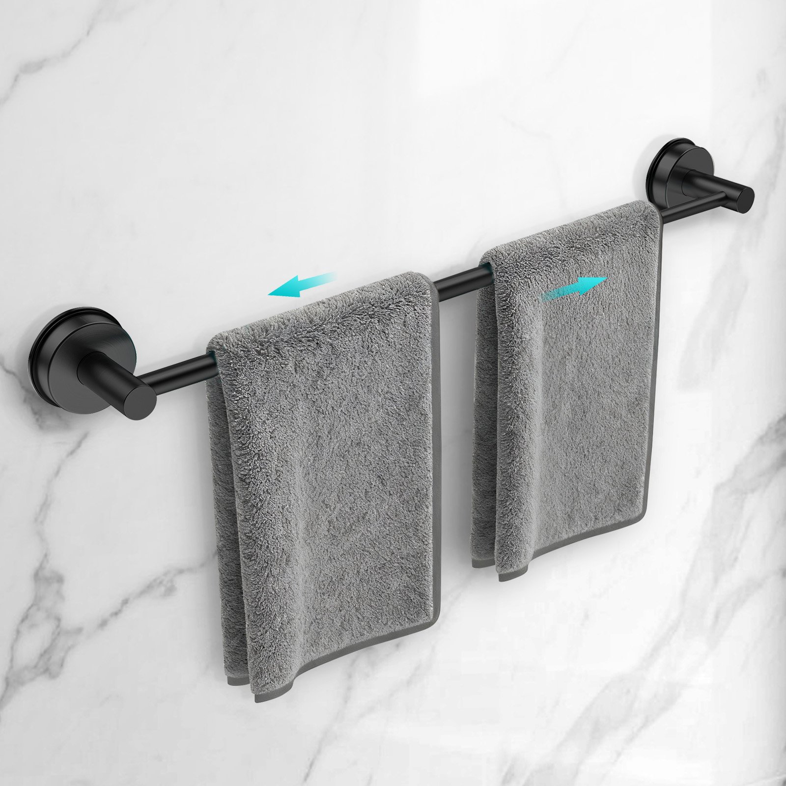 Adjustable Suction Cup Towel Bar for Bathroom Wall,14.6Inch~24 Inch Towel Racks for Bathroom,Stainless Steel Bath Towel Holder for Shower